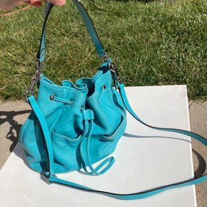 Light Blue Drawstring Coach Bag